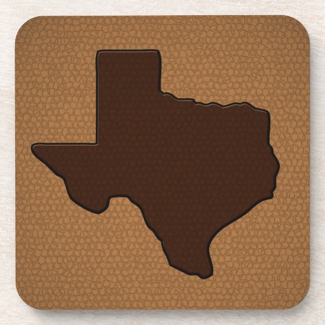 Brown Leather Look Texas Coaster (Front)