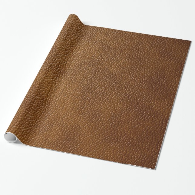 Brown Leather Look Wrapping Paper (Unrolled)