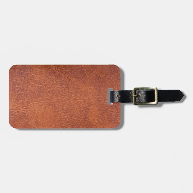 Brown leather luggage tag (Front Horizontal)