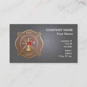 Brown leather maltese  firefighting cross business card