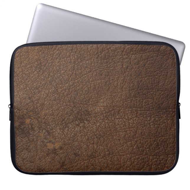 Brown Leather Masculine Rustic Skin Laptop Sleeve (Front)