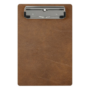 Brown leather  mini clipboard