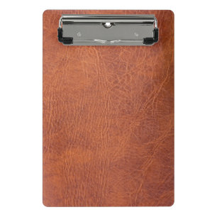 Brown leather mini clipboard