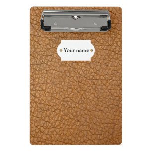 Brown leather  mini clipboard