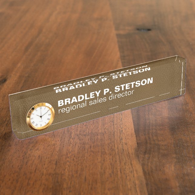 Brown Leather Nameplate (Side)