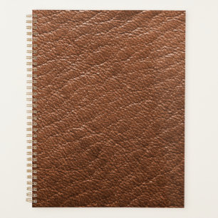 brown leather planner