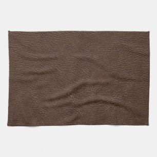 Brown Leather Print Texture Pattern Tea Towel
