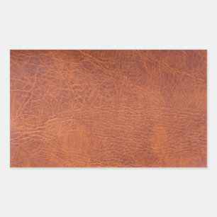 Brown leather rectangular sticker
