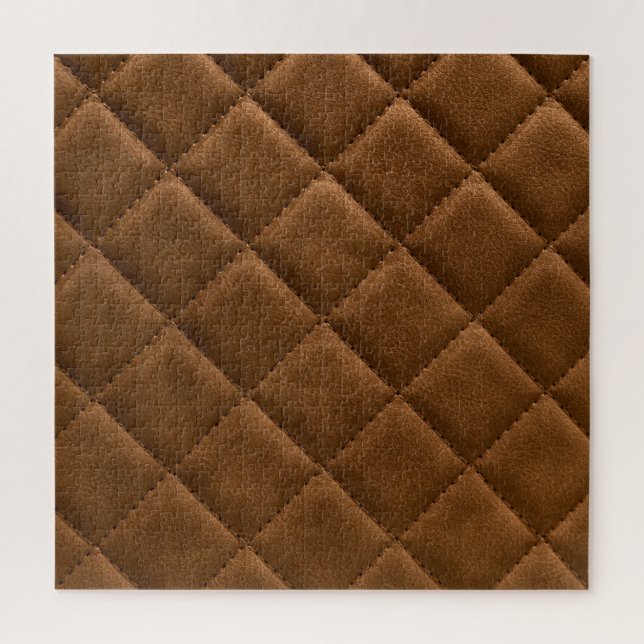 Brown leather, rhombus pattern drawing jigsaw puzzle (Vertical)