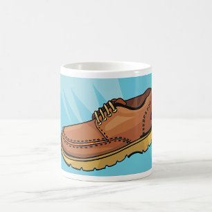 Brown Leather Shoe Retro Work Boot Coffee Mug