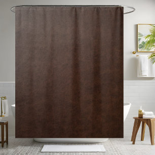 Brown Leather Shower Curtain Cosy Bathroom Design