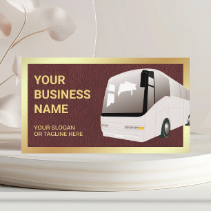 Brown Leather Sightseeing Tour Bus Travel Agent Business Card