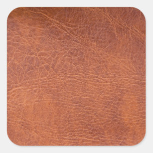Brown leather square sticker