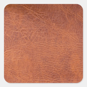 Brown leather square sticker