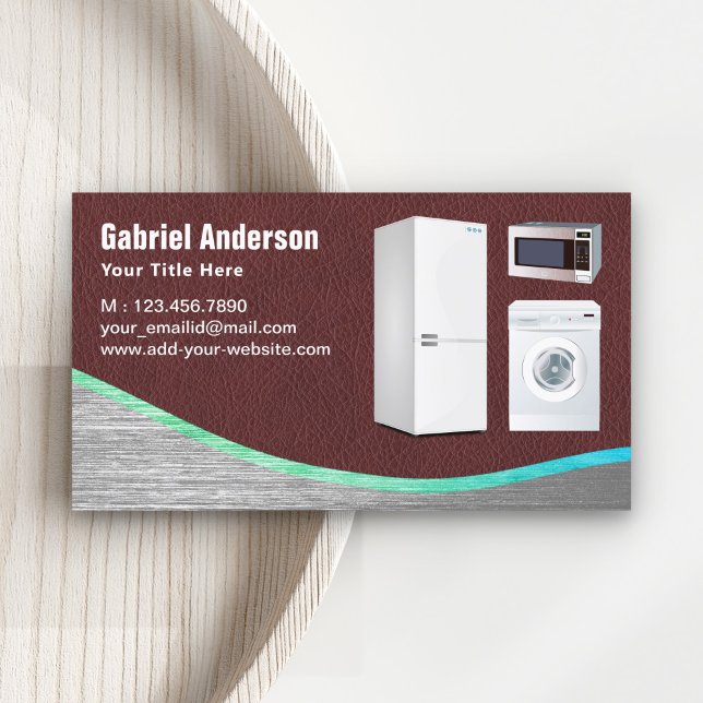 Brown Leather Steel Home Appliances Repair Business Card (Creator Uploaded)