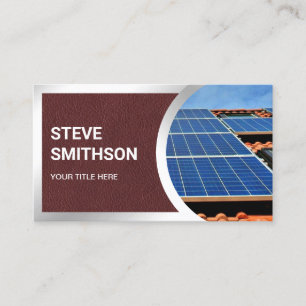Brown Leather Steel Rooftop Solar Panels Business Card