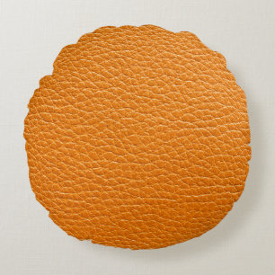 Brown leather texture closeup round cushion