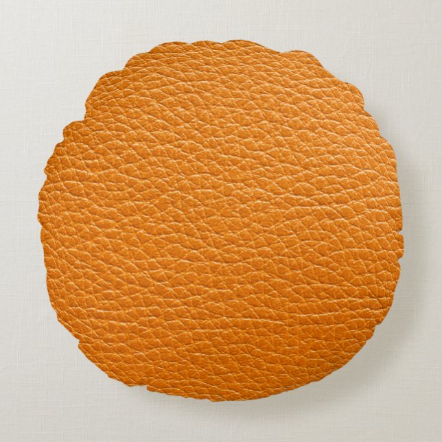 Brown leather texture closeup round cushion (Front)