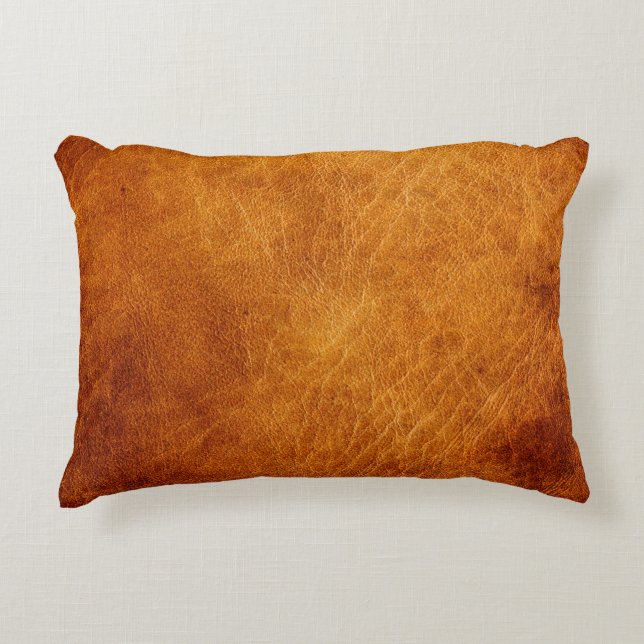 Brown leather texture decorative cushion (Front)