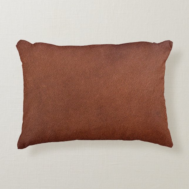Brown leather texture decorative cushion (Front)