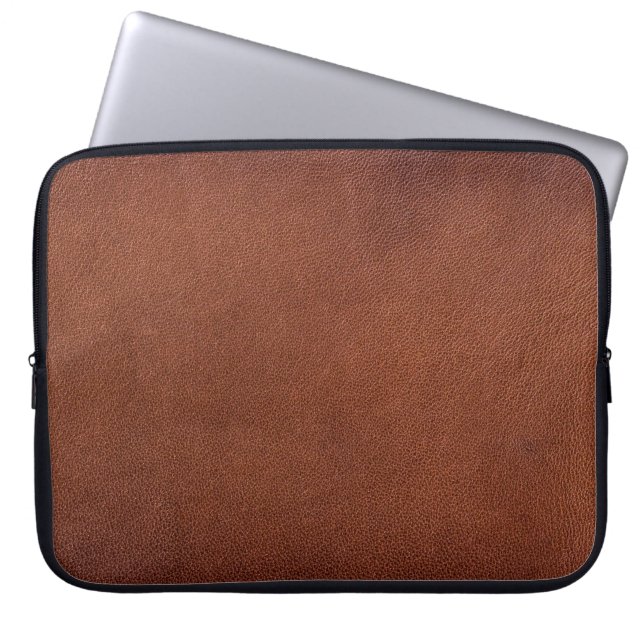 Brown leather texture laptop sleeve (Front)