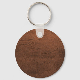 Brown Leather Texture Monogram Key Ring