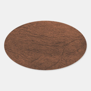 Brown Leather Texture Monogram Oval Sticker