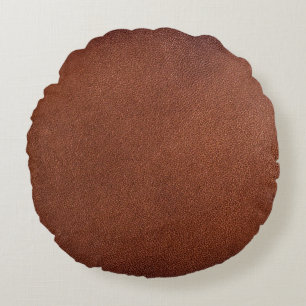 Brown leather texture round cushion