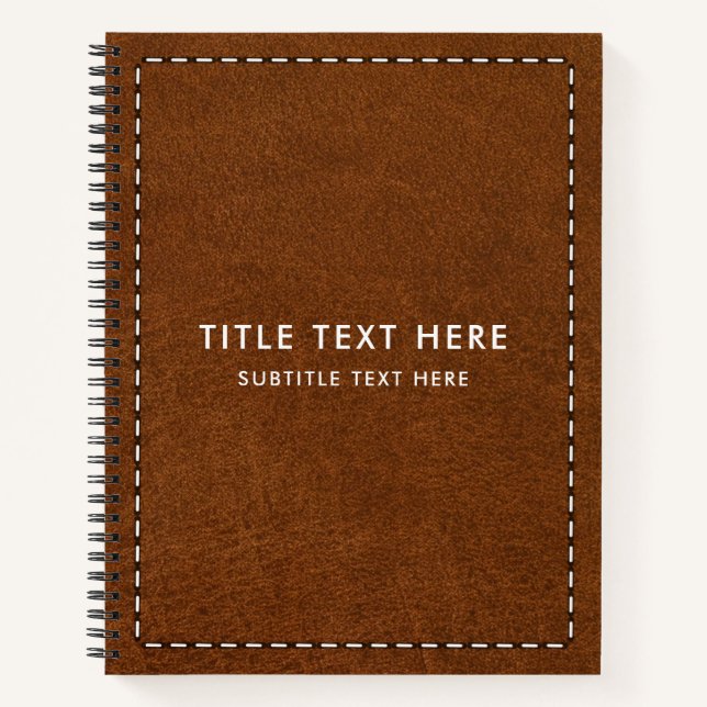 Brown Leather Texture & Stitching  Notebook (Front)