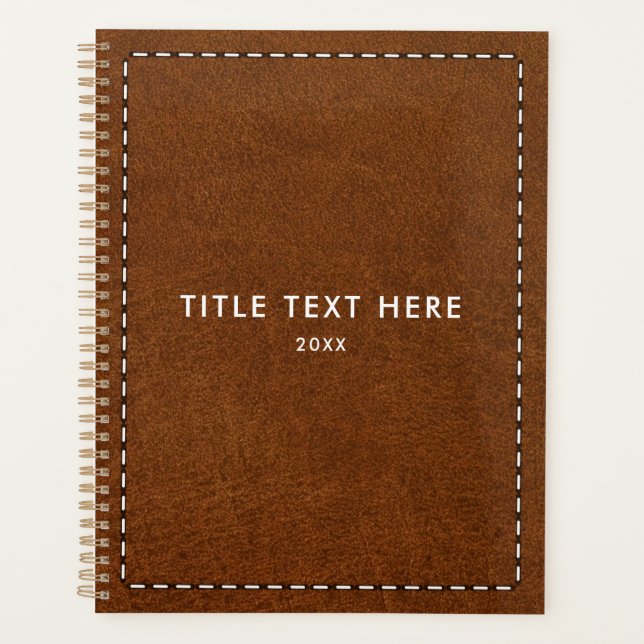 Brown Leather Texture & Stitching Planner (Front)