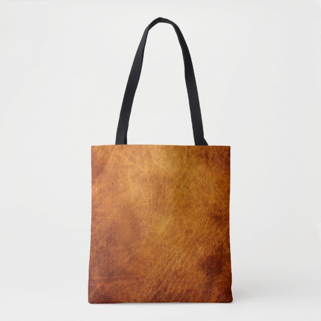 Brown leather texture tote bag (Front)