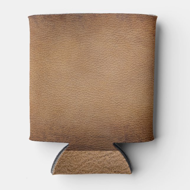 Brown Leather Texture: Vintage Background Closeup Can Cooler (Front)