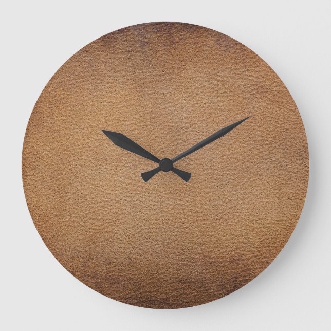 Brown Leather Texture: Vintage Background Closeup Large Clock (Front)