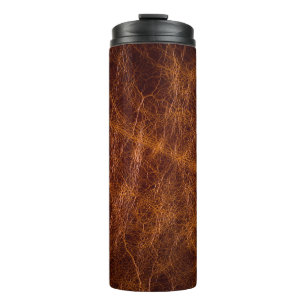 Brown leather textureabstract,art,artificial,backg thermal tumbler