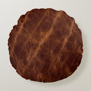 Brown leather textureleather,texture,abstract,acce round cushion