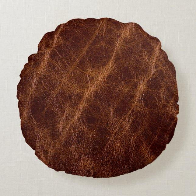 Brown leather textureleather,texture,abstract,acce round cushion (Front)