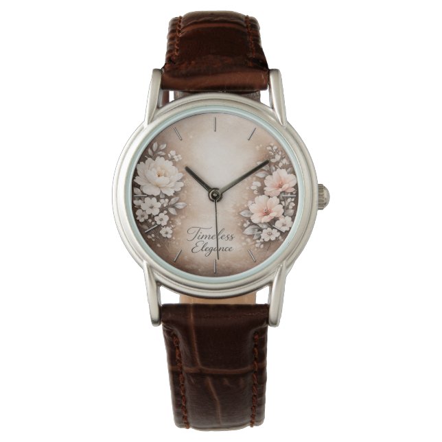 Brown leather "Timeless Elegance" watch with a cla (Front)