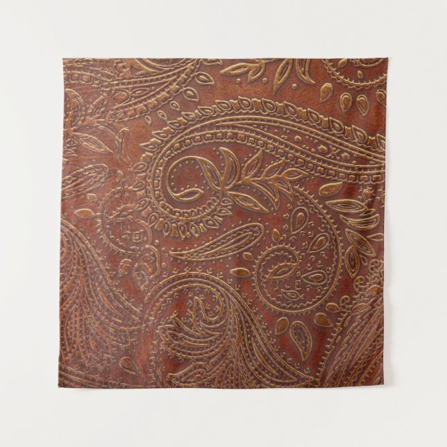 Brown leather, tooled floral pattern. tapestry (Front)