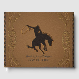 Brown Leather Western Wild West Cowboy Wedding Guest Book