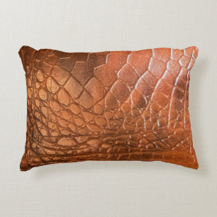 Brown leather with a pattern in the form of a scal decorative cushion