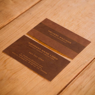 Brown Leather with Stitches Effect Business Card