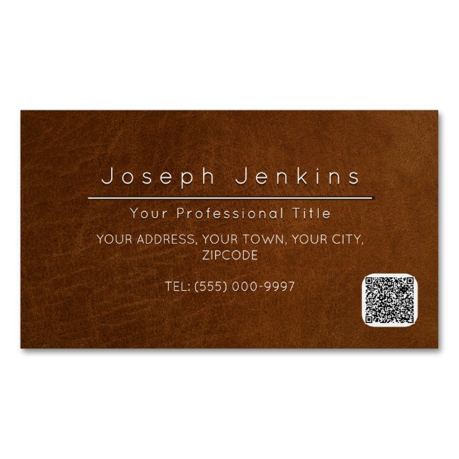 brown leather worker saddler luxury branding  	Magnetic business card (Front)
