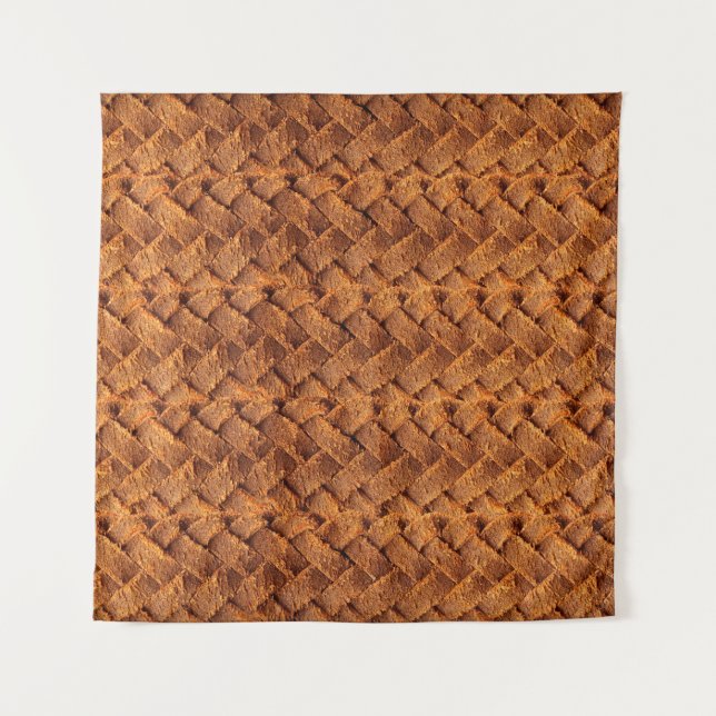 Brown leather woven backgroundleather,brown,backgr tapestry (Front)