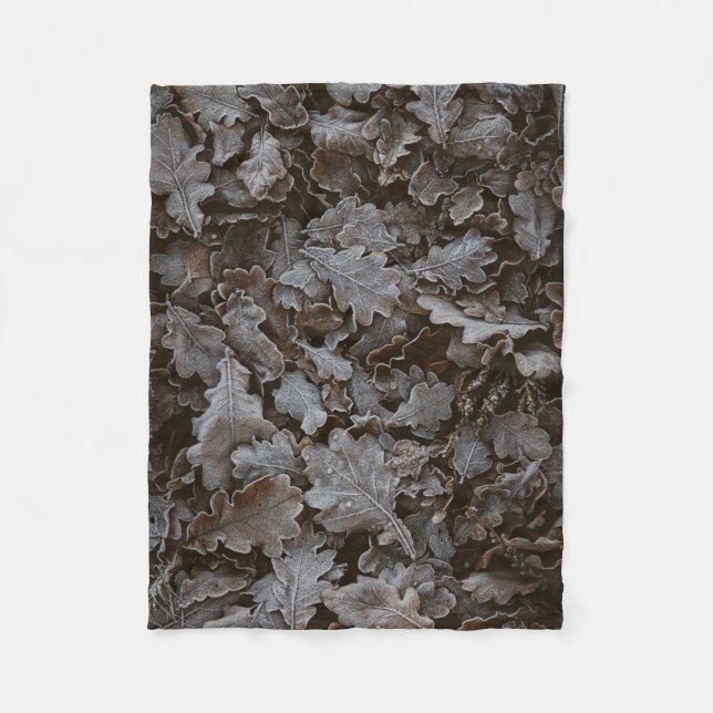 Brown leaves fleece blanket (Front)