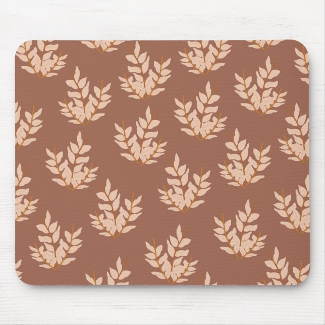 Brown Leaves Vintage Line Leaf Pattern  Mouse Mat (Front)