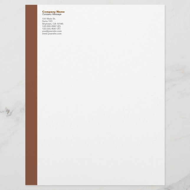Brown Left Sidebar Letterhead (Front)