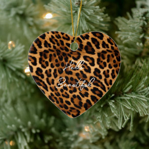 Brown Leopard Animal Print Ceramic Tree Decoration