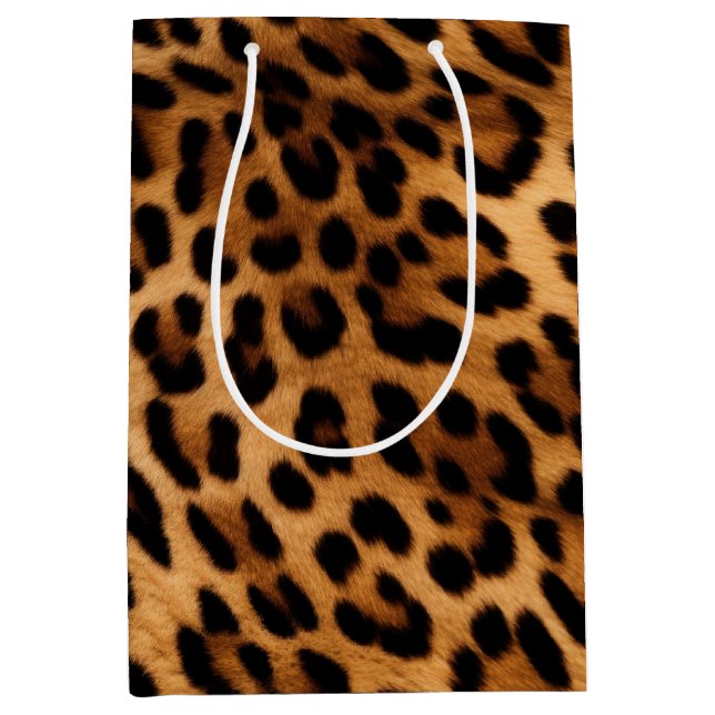 Brown Leopard Animal Print Medium Gift Bag (Front)
