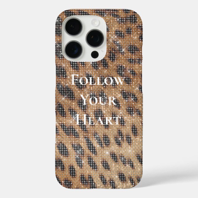 Brown Leopard Animal Print Sparkle Case-Mate iPhone Case (Back)