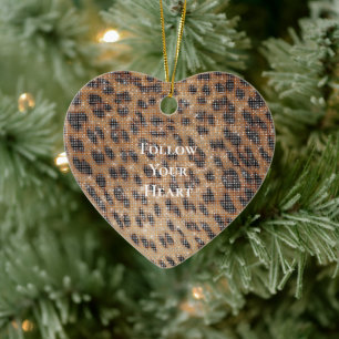 Brown Leopard Animal Print Sparkle Ceramic Tree Decoration